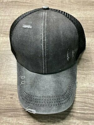 Darker Grey/Black Frayed Hat
