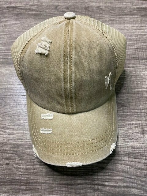 Beige Frayed Hat