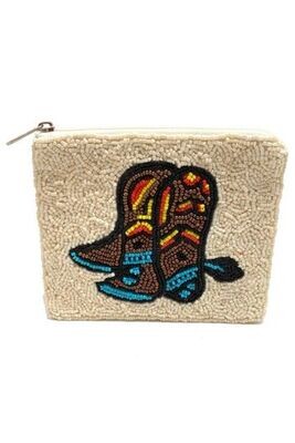 La Chic Designs- Cowboy Boots Beaded Pouch
