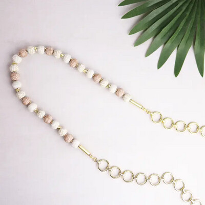 Jilzarah Bea Loop Necklace- Ivory Palm