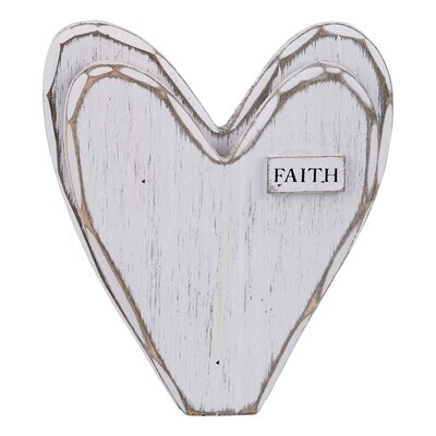 Glory Haus - Faith Wooden Heart - White