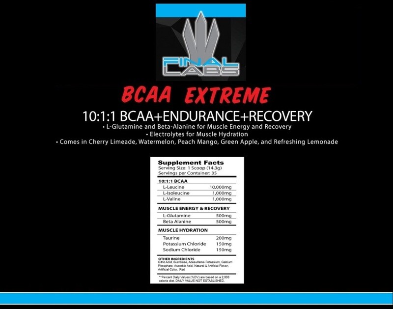 FINAL LABS - BCAA EXTREME 10:1:1 (500GRAMS!!!) MEGA DOSED! 35 SERVINGS