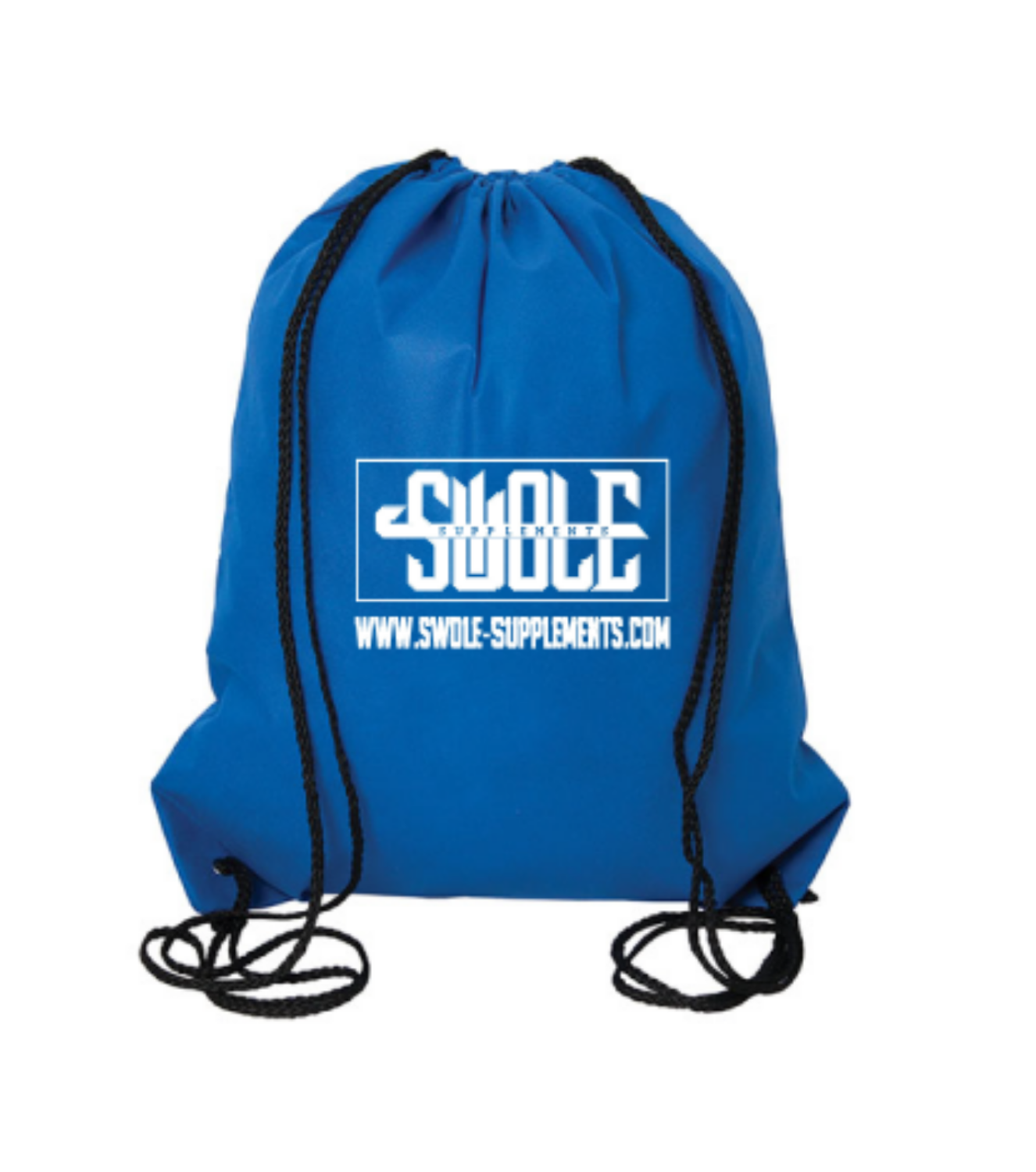 SWOLE SUPPLEMENTS - LARGE DRAWSTRING BAG (BLUE & WHITE)