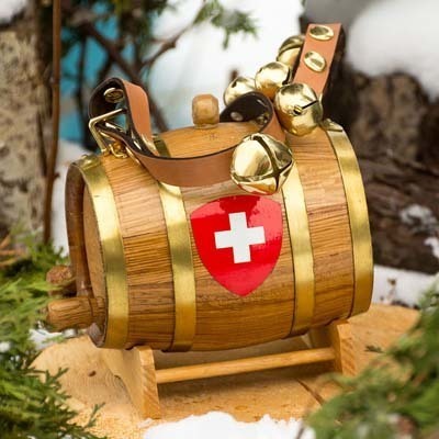 Sleigh Bell Keg with Swiss Cross Decal Sleigh Bell Keg with Swiss Cross Decal