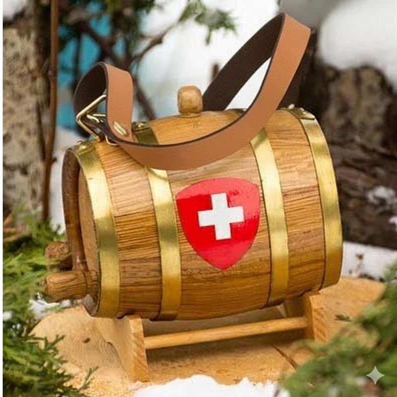 Plain Leather Collar Keg with Swiss Cross Decal