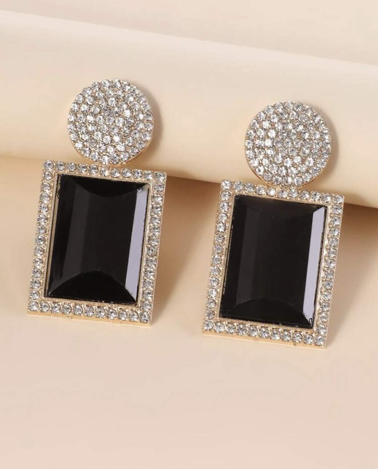 Square Earrings Black