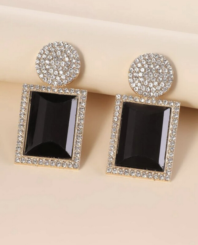 Square Earrings Black