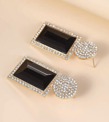 Square Earrings Black