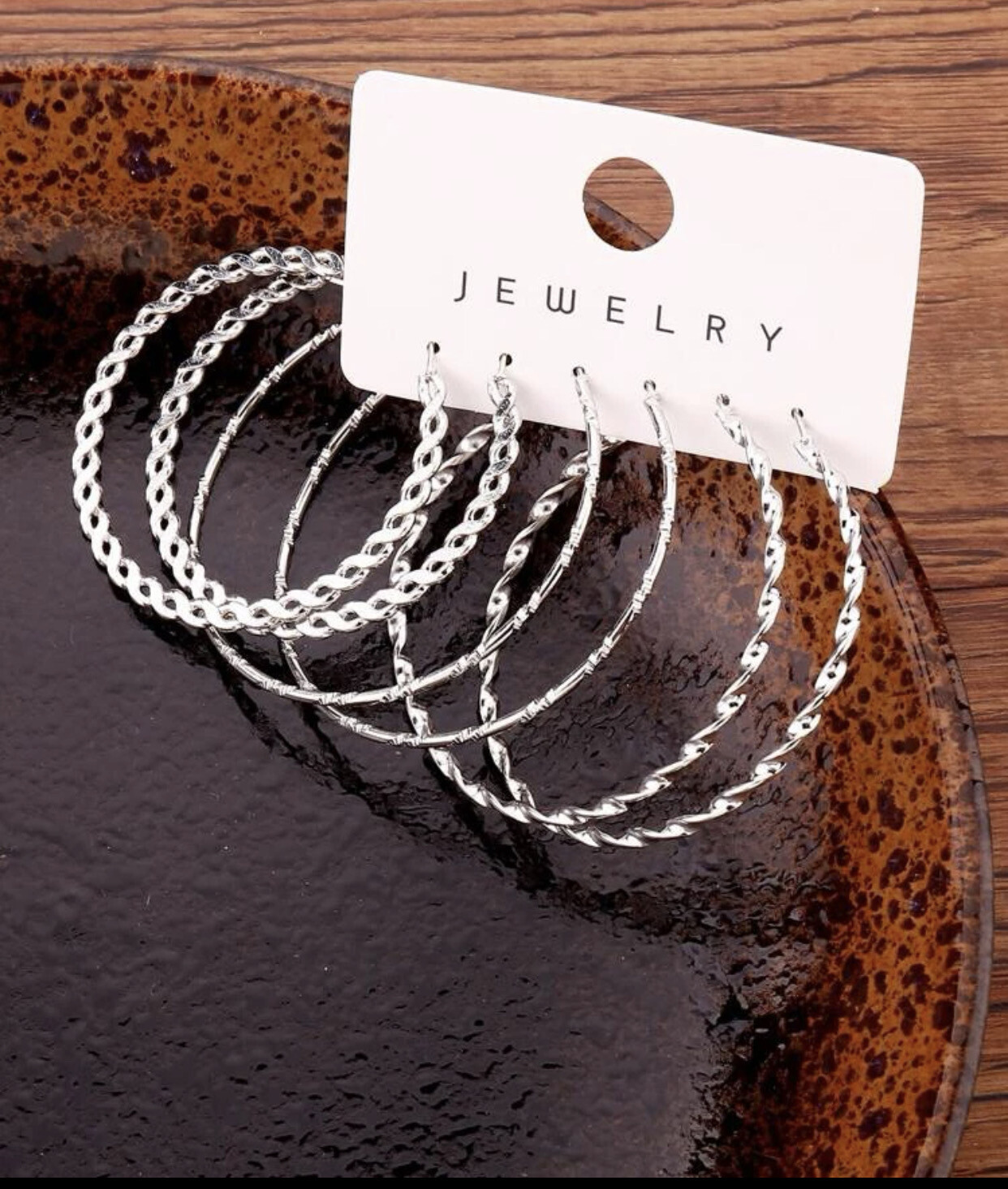 3 Pairs Twist Hoop Earrings