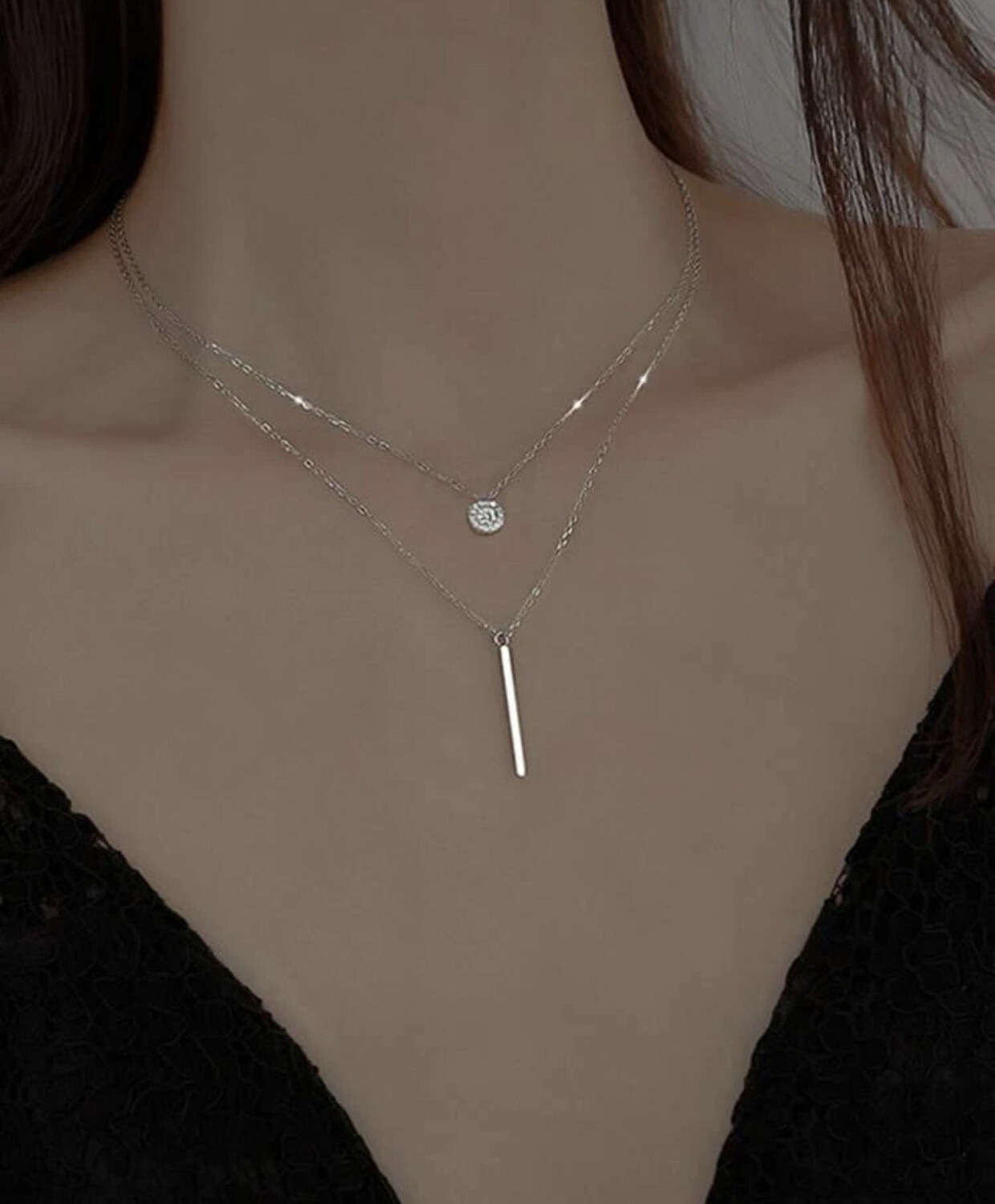 Rhinestone &amp; Stick Charm Necklace