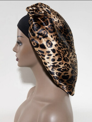 Leopard Print Hair Bonnet