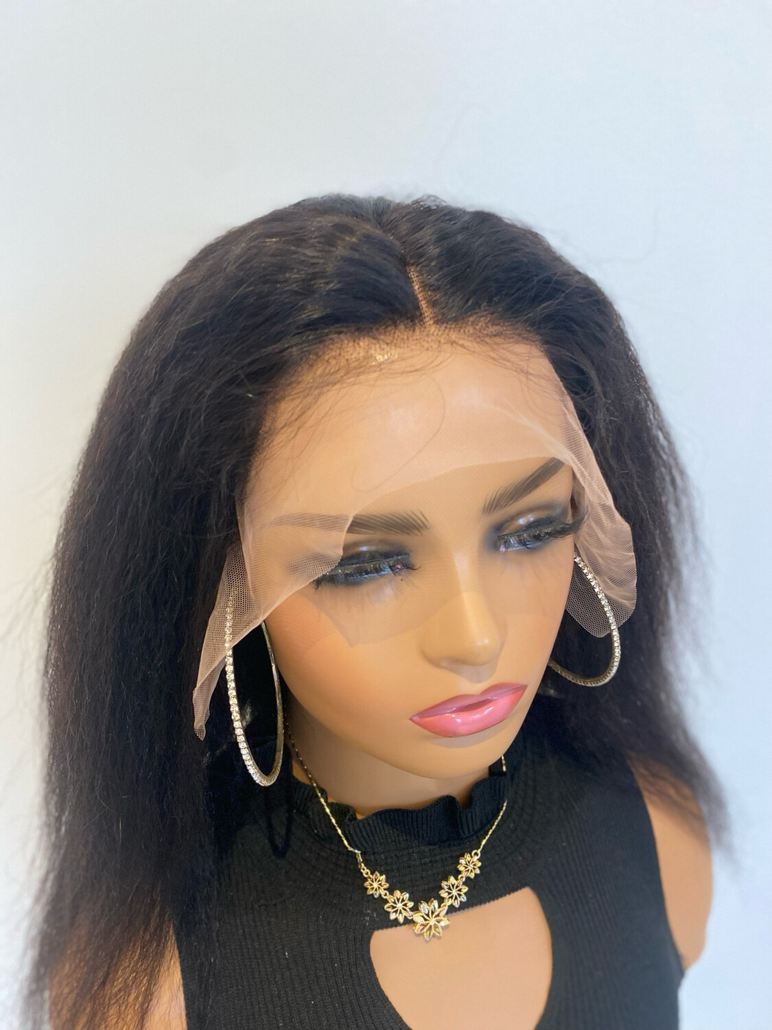 Kinky Human Hair Lace Wig Straight