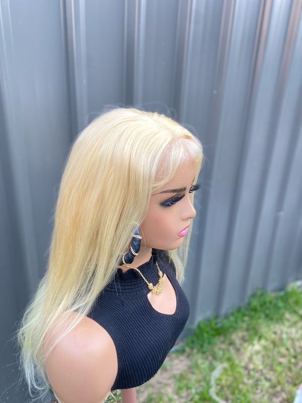 Bella- Ash Blonde Highlight Wig 100% Human Hair Transparent Lace 20 Inches