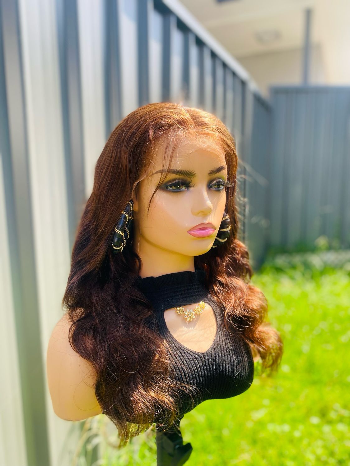 Honey Brown Lace Human Hair Wig 22 Inches