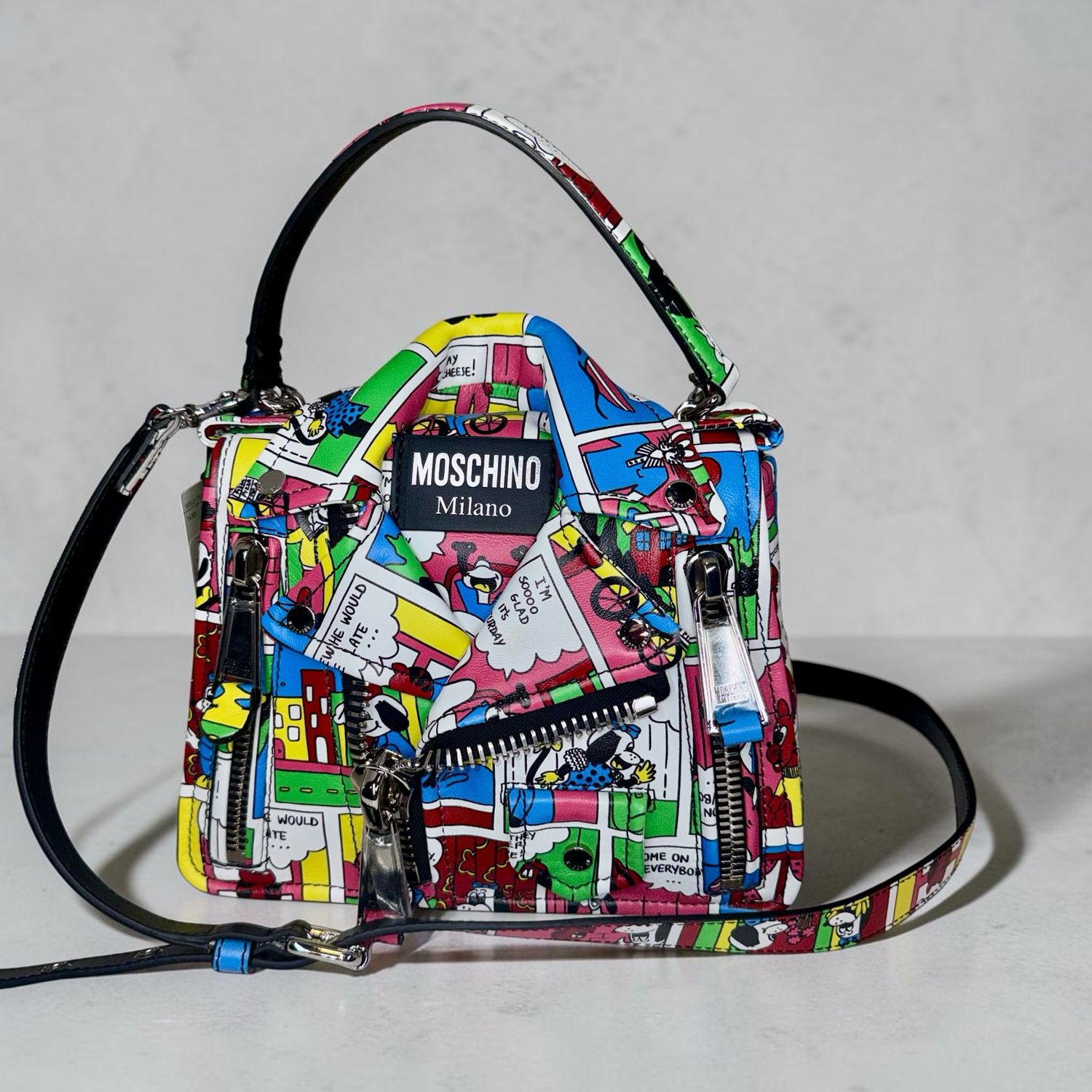 Moschino Milano Biker Bag Comic Print