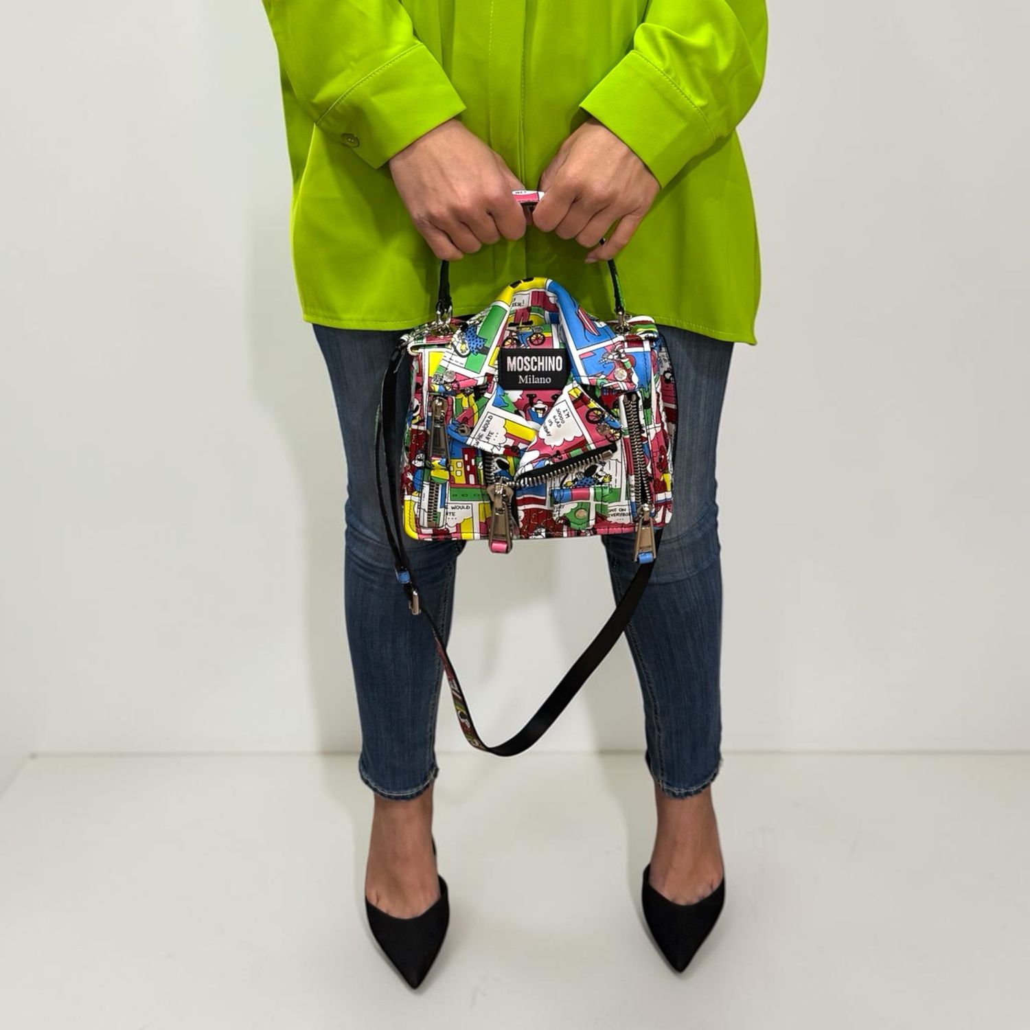 Moschino Milano Biker Bag Comic Print