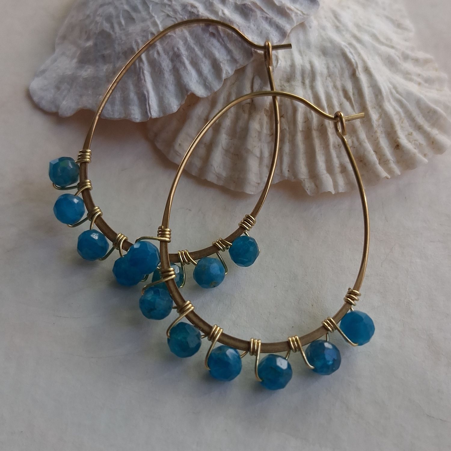 Apatite Oval Hoop Earrings 