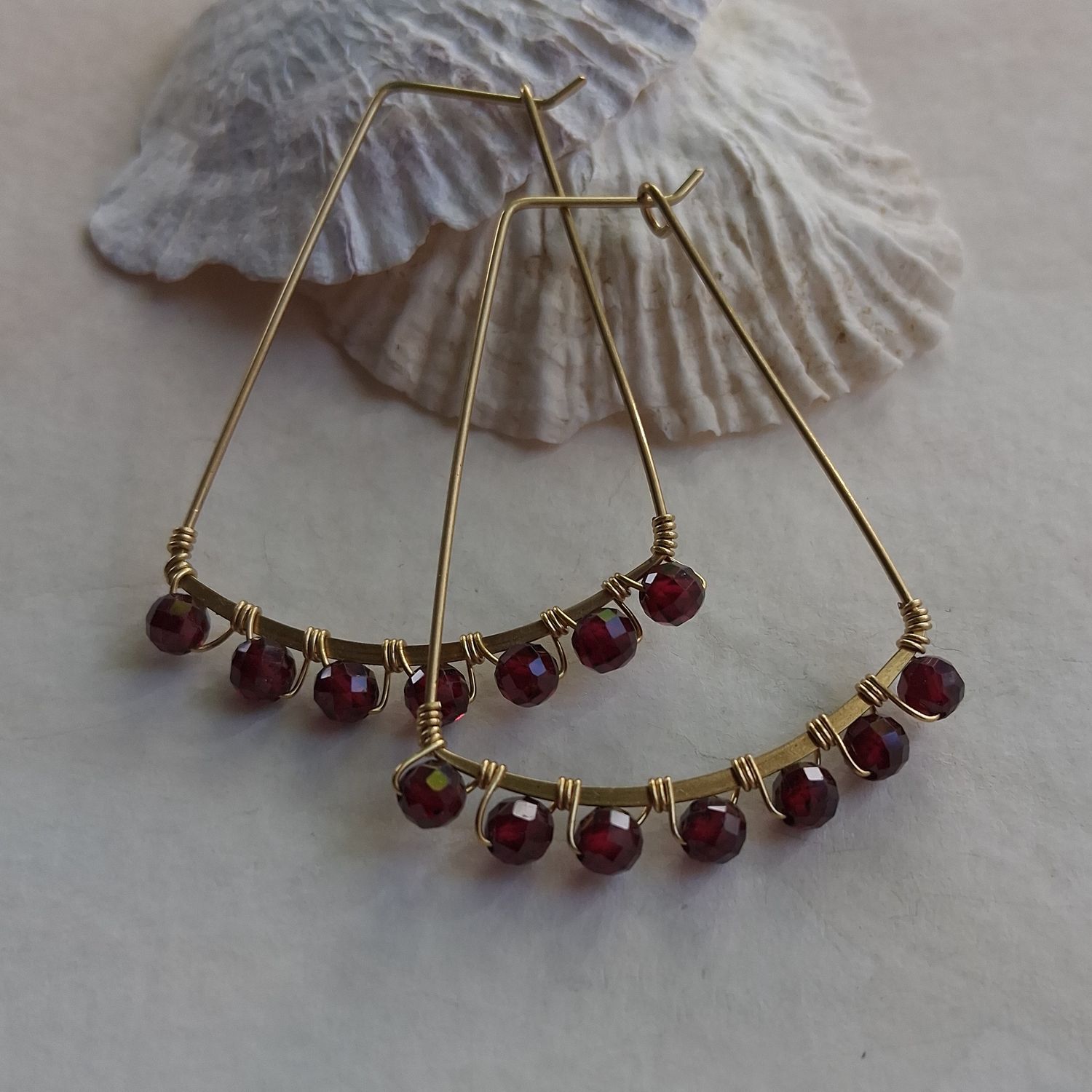 Garnet Geometric Earrings
