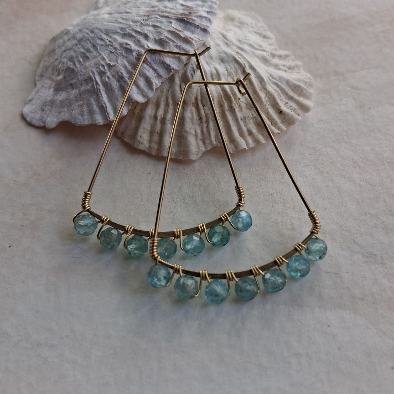 Light Apatite Geometric Hoop Earrings