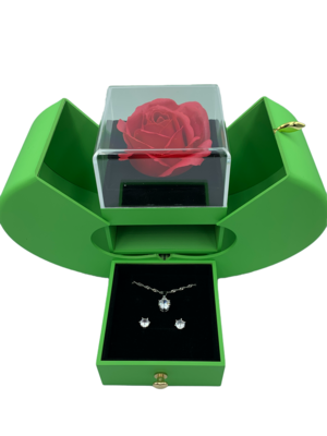 Green Gift Box Heart Shape with Jewelry