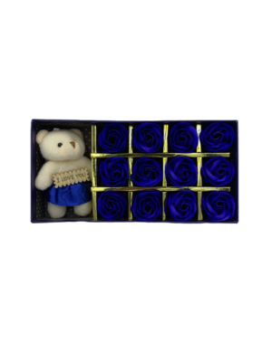 Blue Fragrant Rose Box with Bear