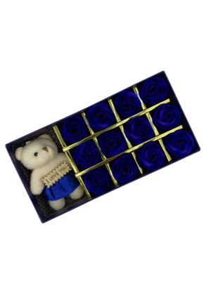 Blue Fragrant Rose Box with Bear