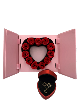 Elegant Heart Pink Gift Box with Jewelry