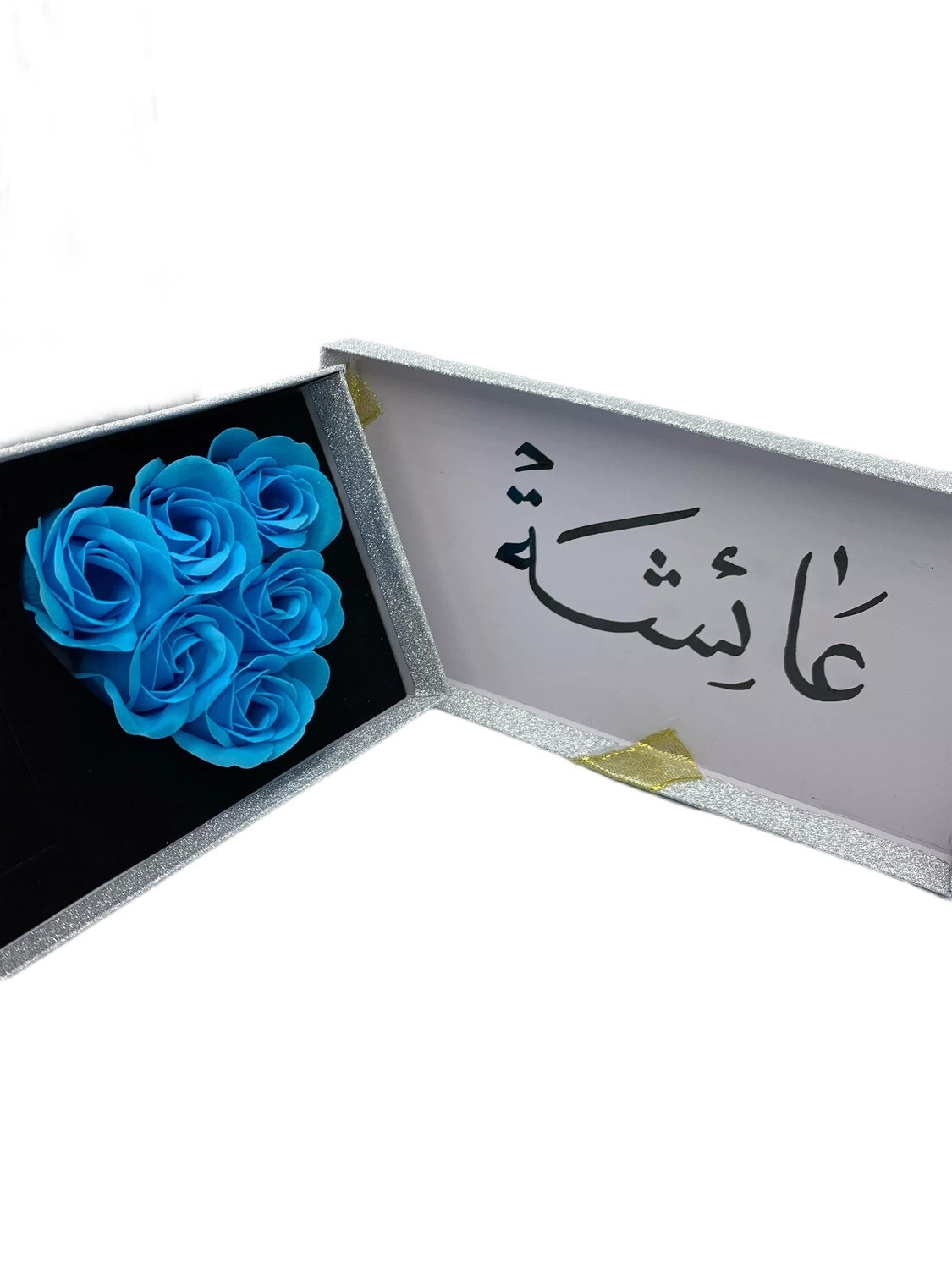 Fragrant Baby Blue Rose Heart Shape with Jewelry