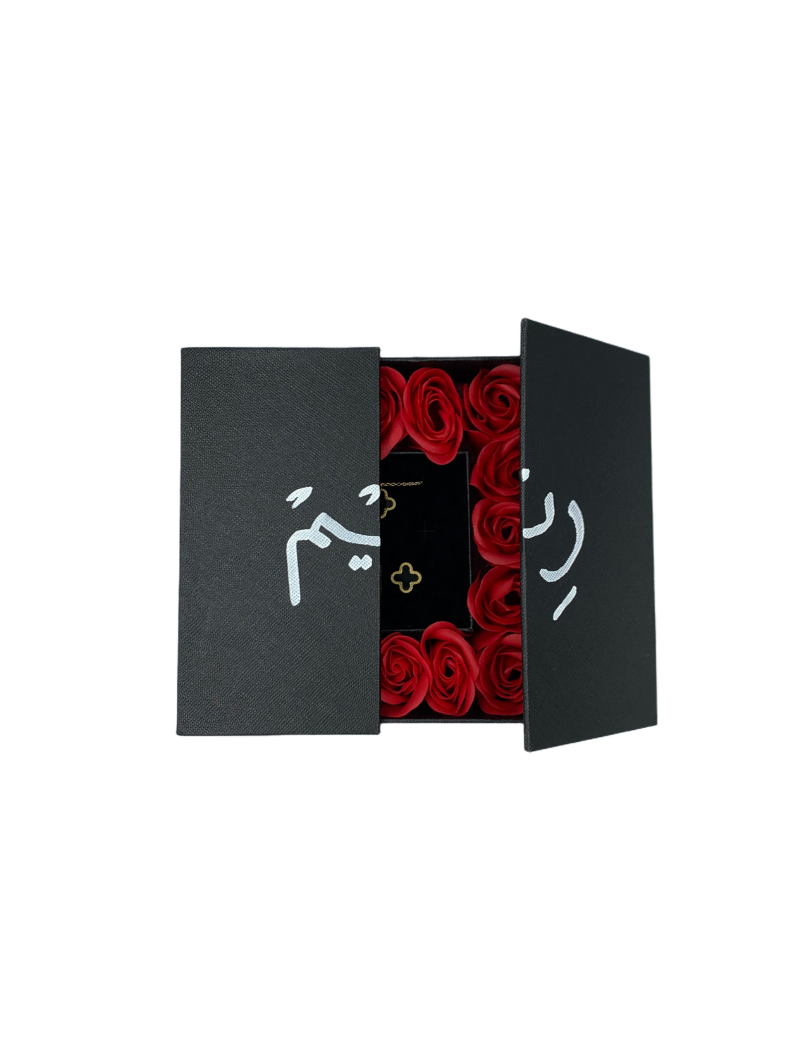 Fragrant Red Rose - Black Gift Box with Jewelry