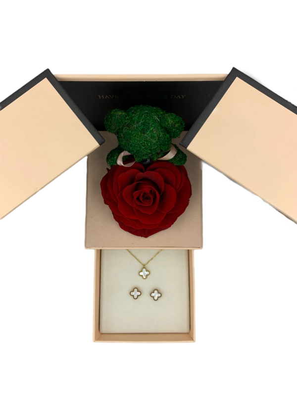 Amazing Folding Gift Box – Teddy Bear with Real Preserved Rose