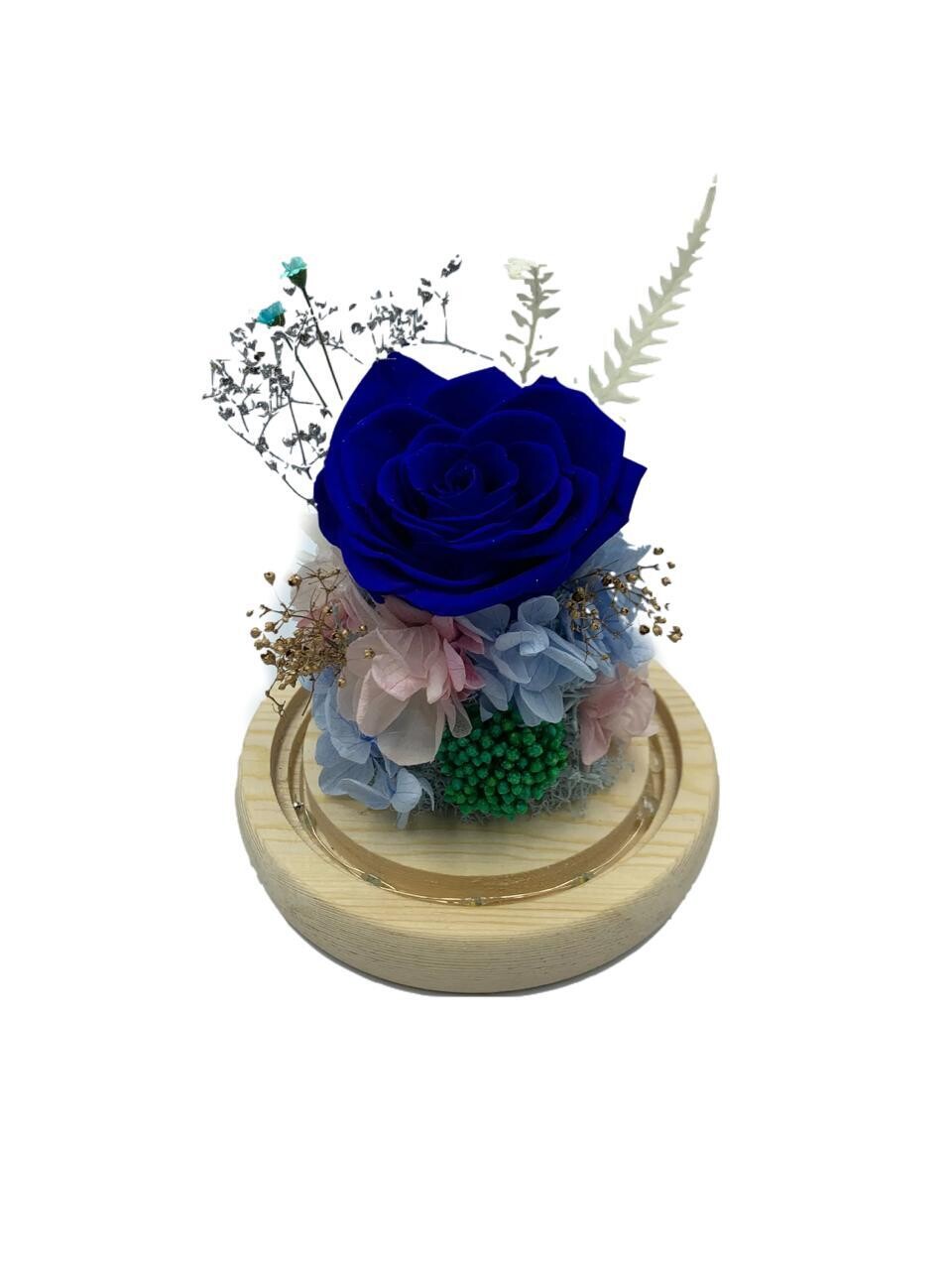 Blue Preserved Rose with LED