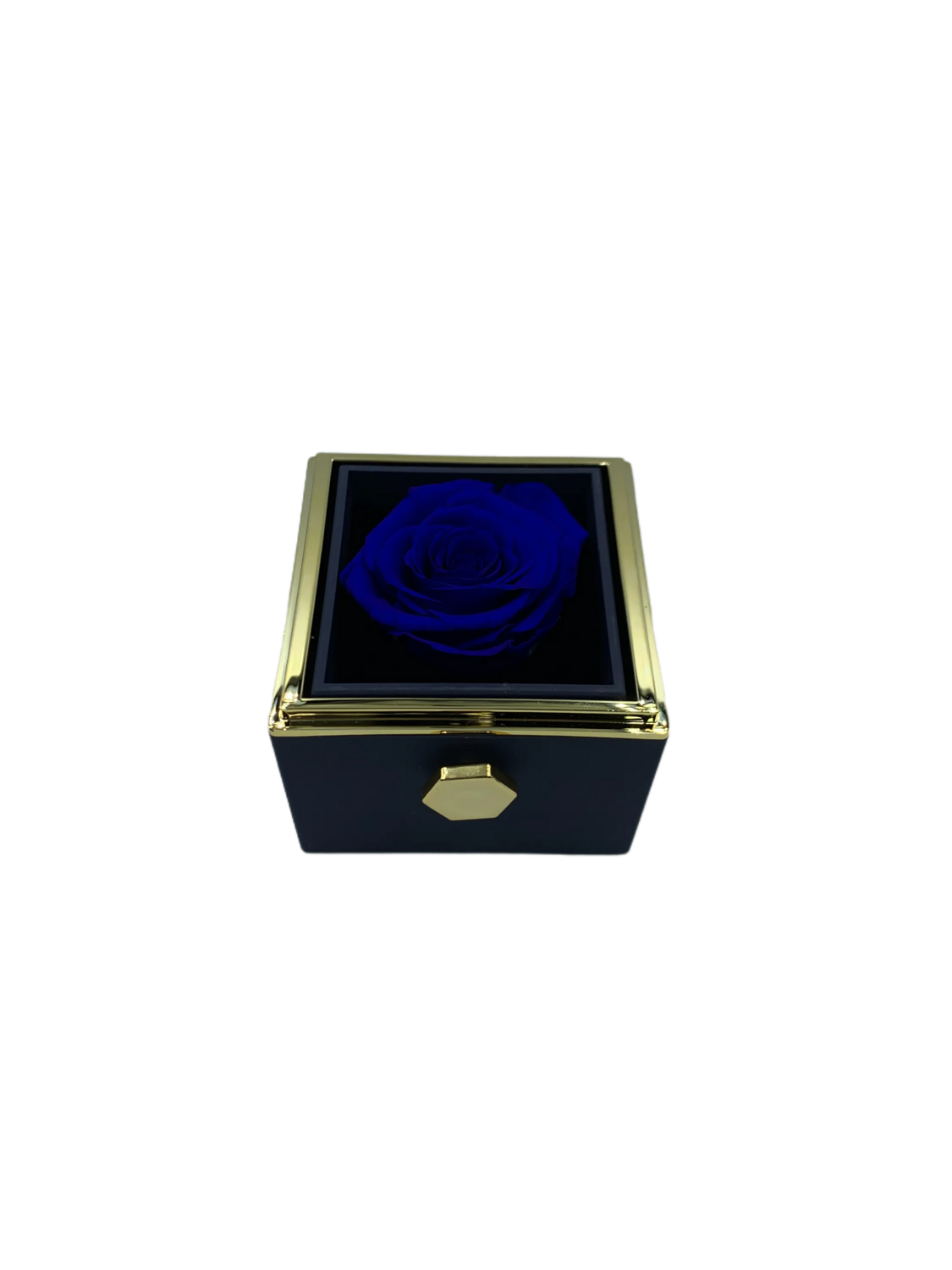 Rotating Blue Gift Box with Jewelry