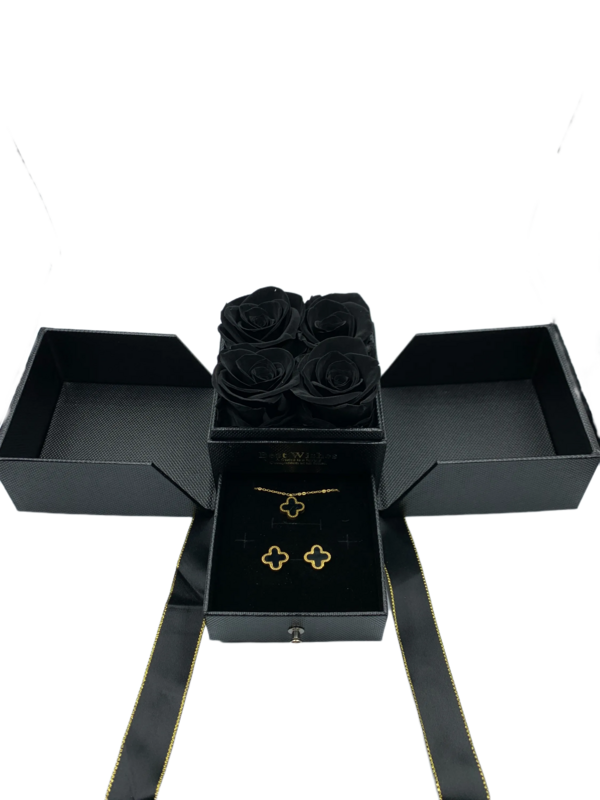 Folding Gift Box with Real Preserved Black Rose | Luxury Gothic Gift