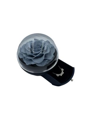 Navy Blue Preserved Rose in Circular Gift Box | Elegant Luxury Keepsake