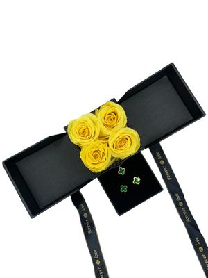 Yellow Preserved Rose in Folding Box with Jewelry