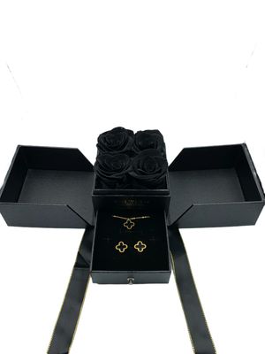 Folding Gift Box with Real Preserved Black Rose | Luxury Gothic Gift