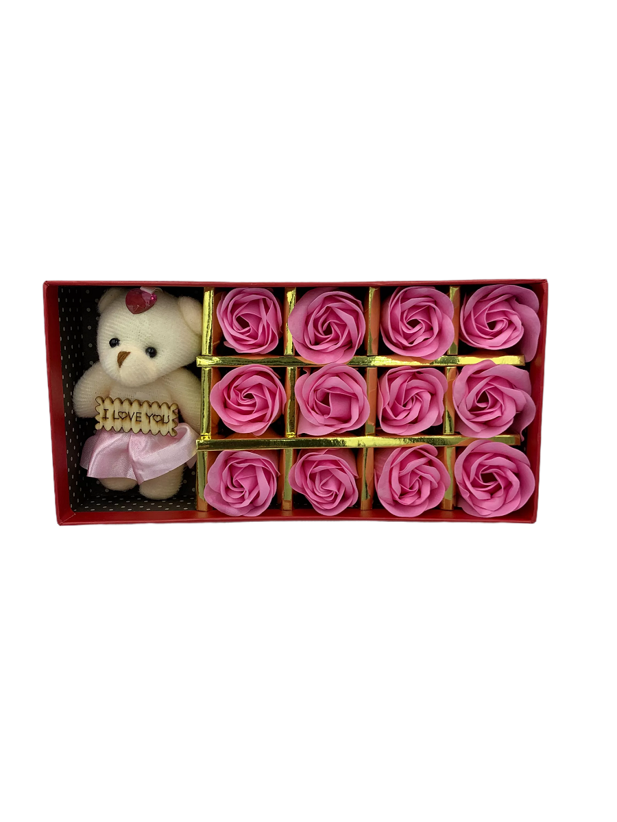 Pink Fragrant Rose with Bear