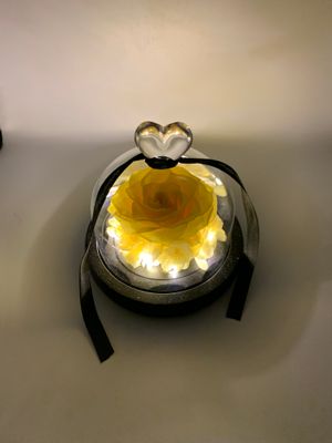 وردة صفراء محفوظة في قبة زجاجية