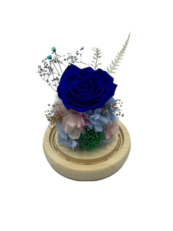 Blue Preserved Rose with LED