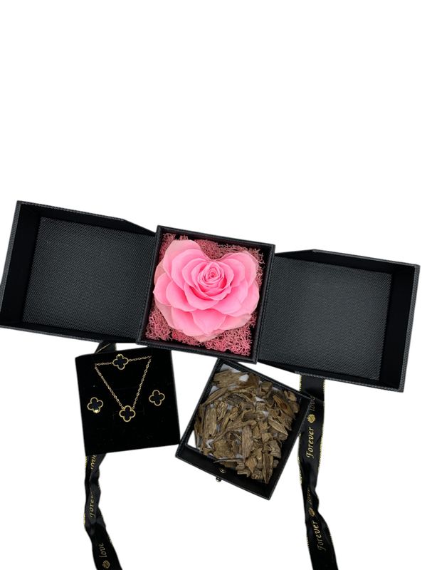 Pink Preserved Rose Heart-Shaped