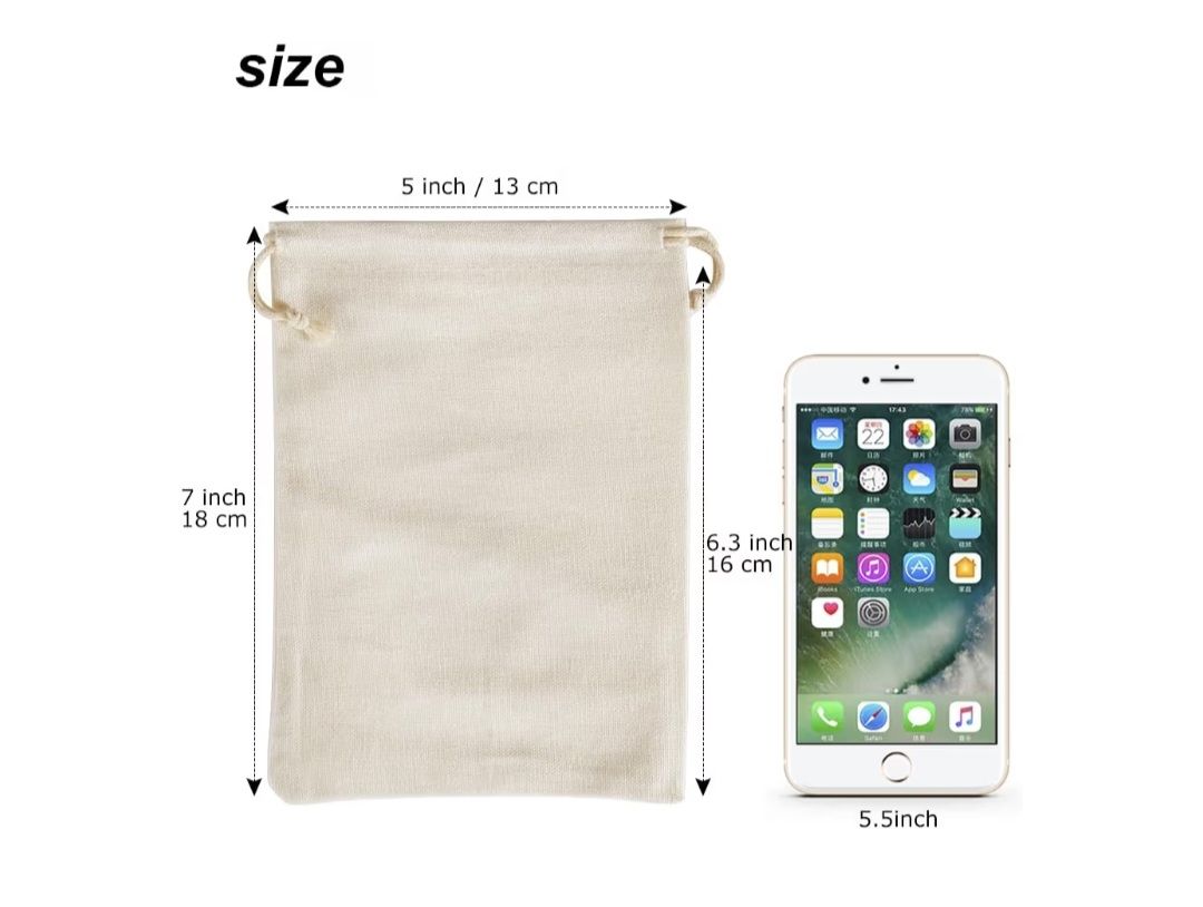 *Lot of 50 muslin bags, 5"x7" drawstring (Free shipping)