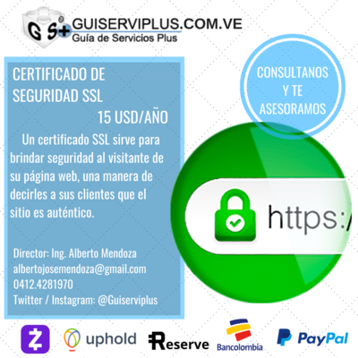 Plan 4 GB Alojamiento Web (Hosting) + Certificado SSL + Registro de Dominio
