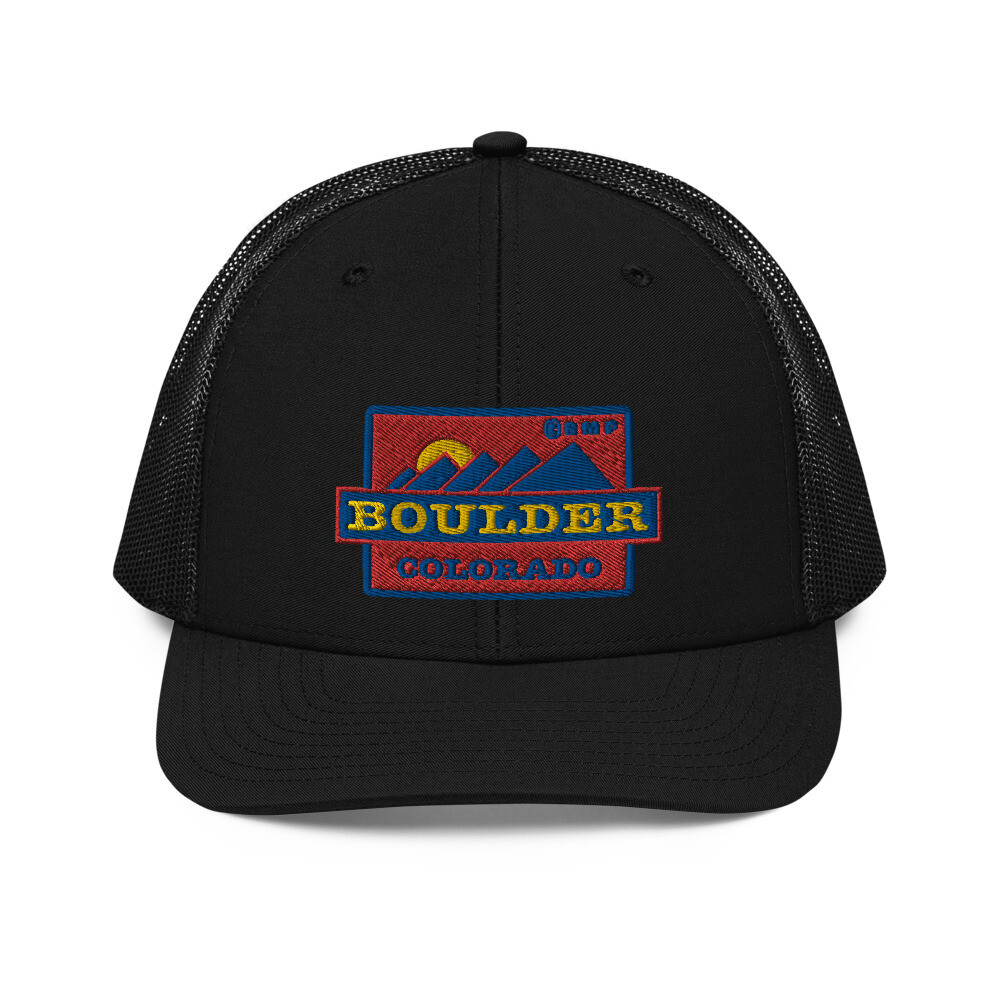 Boulder Colorado/Mountains-Trucker Cap, Color: Black
