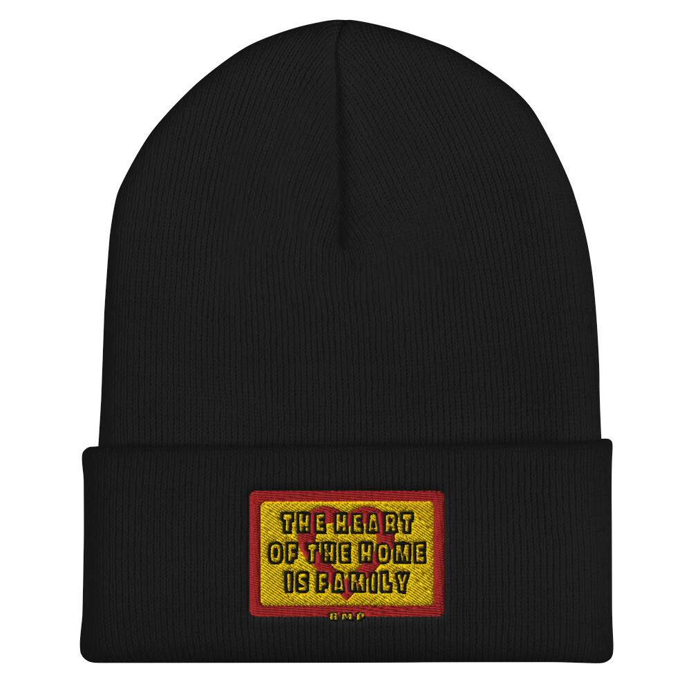 The Heart Of The Home Is Family-Cuffed Beanie, Color: Black