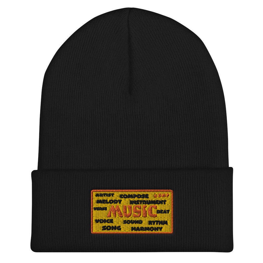 Music-Cuffed Beanie, Color: Black