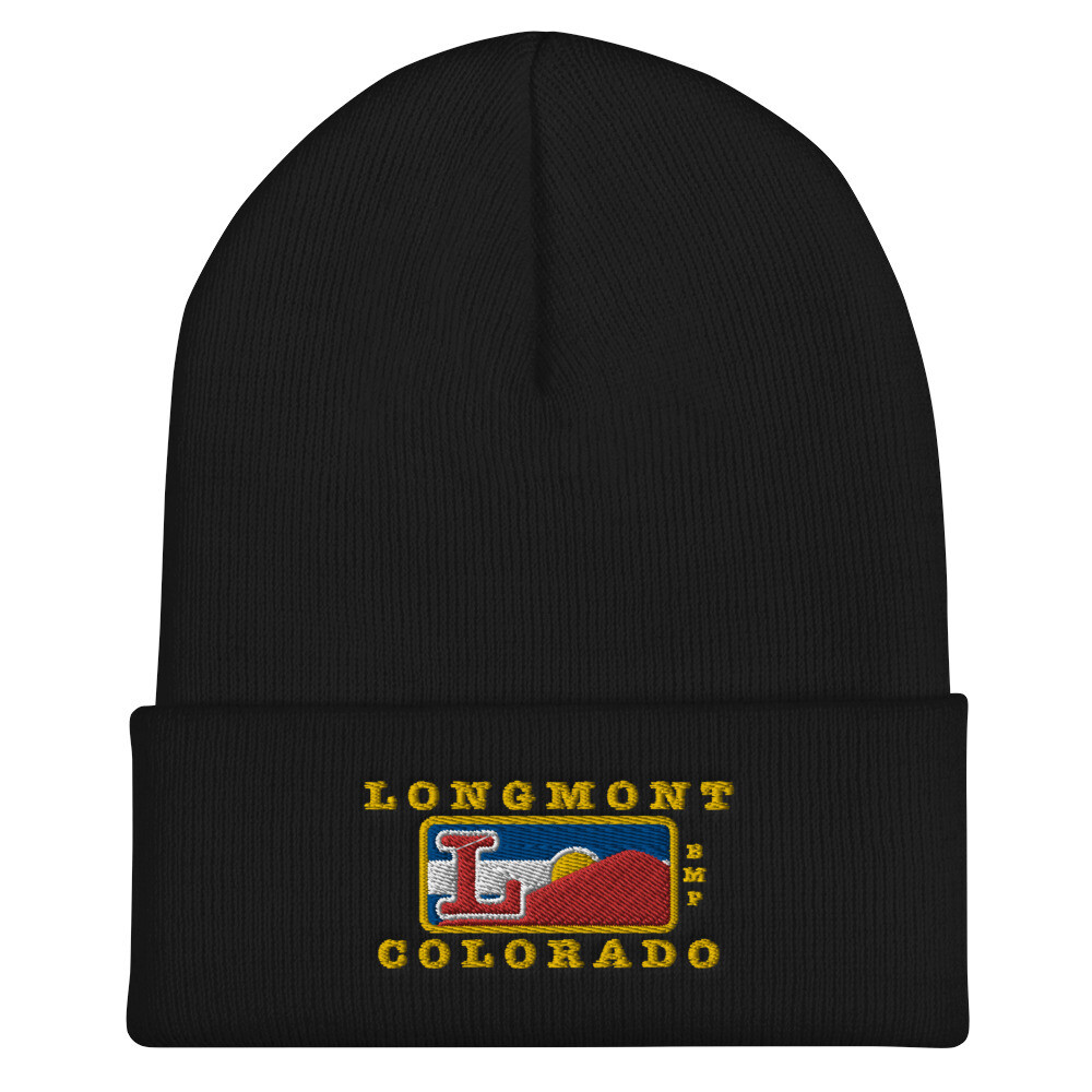 Longmont Colorado-Cuffed Beanie, Color: Black