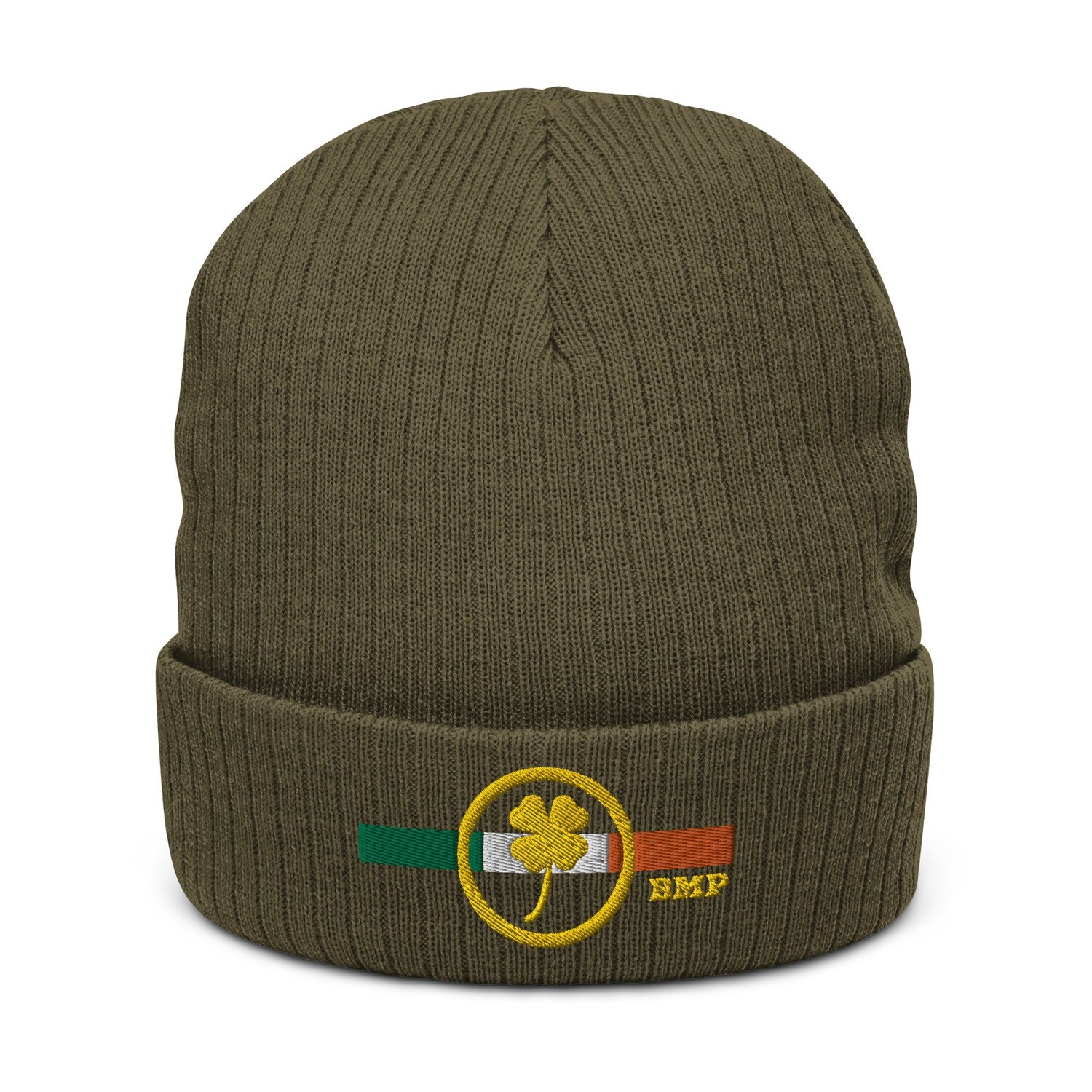 Gold Four Leaf Clover-  Ribbed knit beanie