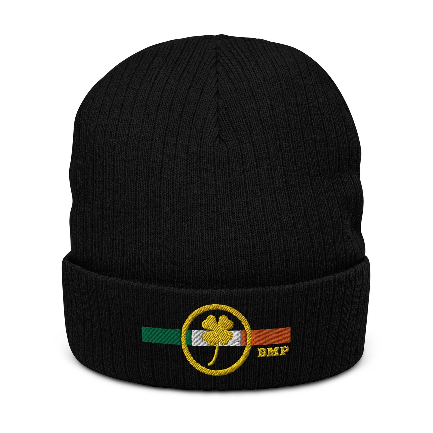Gold Four Leaf Clover-  Ribbed knit beanie