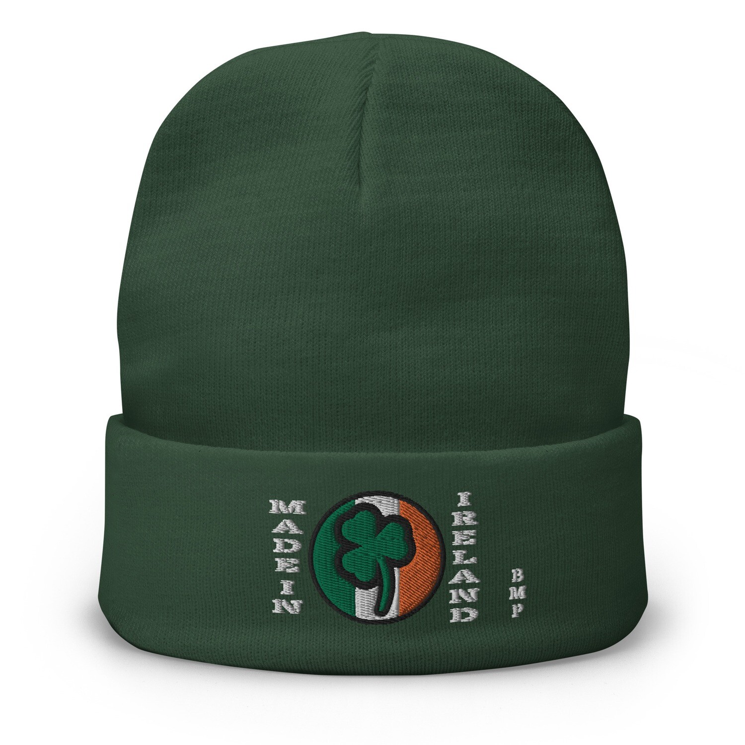 Made In Ireland Green Shamrock- Embroidered Beanie