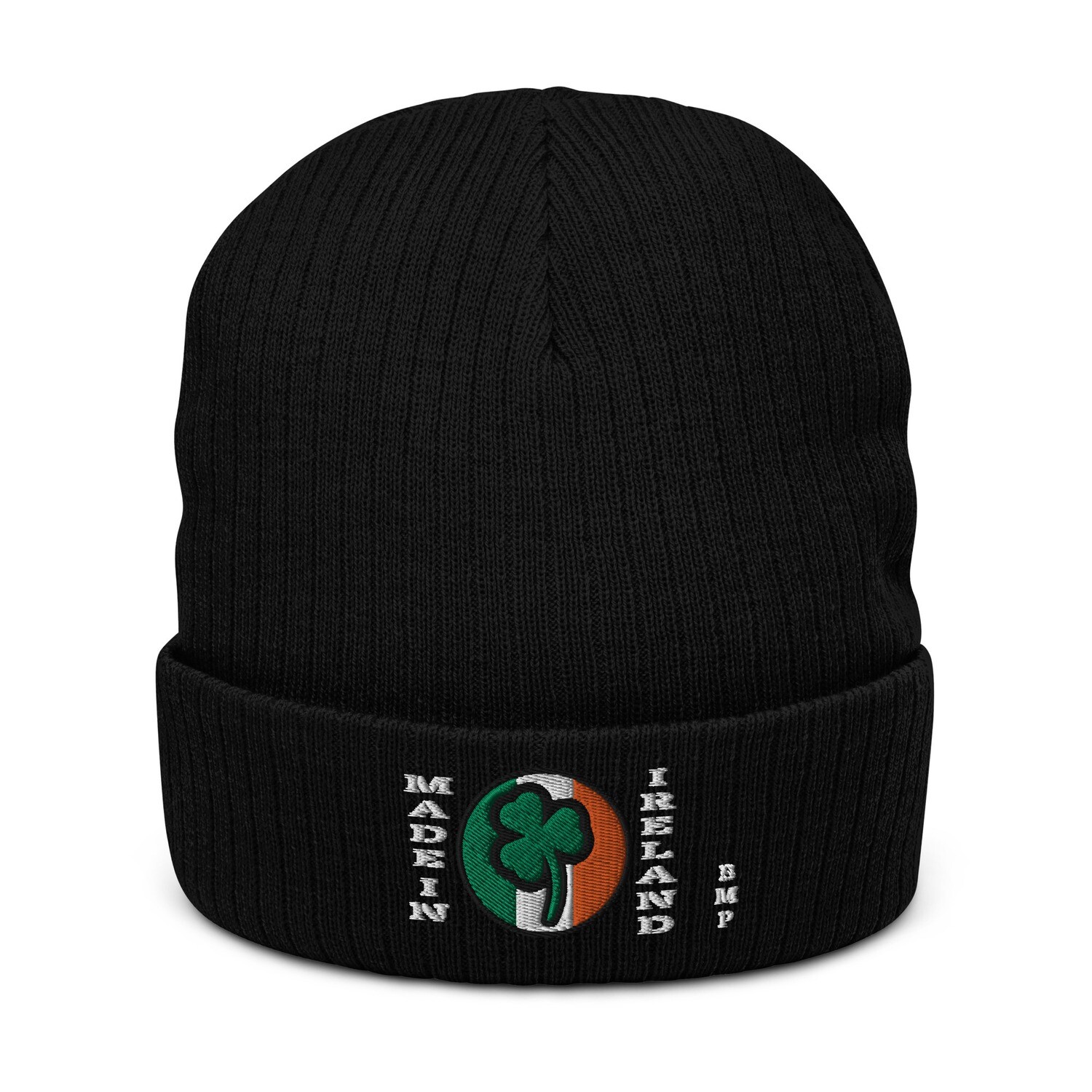 Made In Ireland Green Shamrock- Ribbed knit beanie